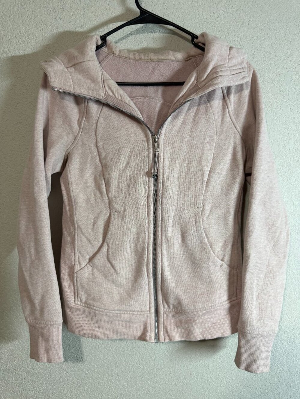 Lululemon Scuba Hoodie Full Zip Heathered Pink / Blush Size 6 Medium Thumbhole